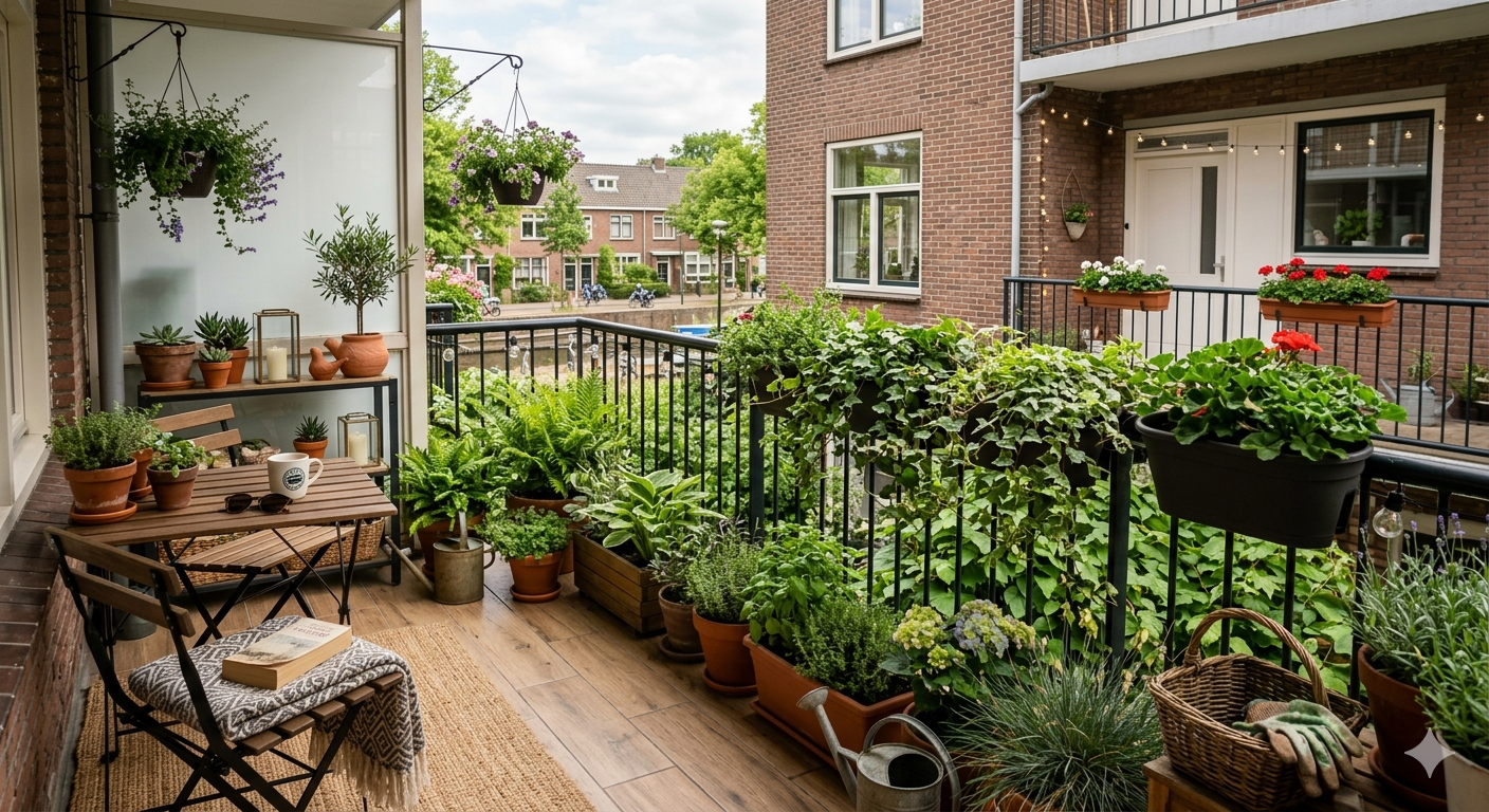 balkon in natuurlijke stijl