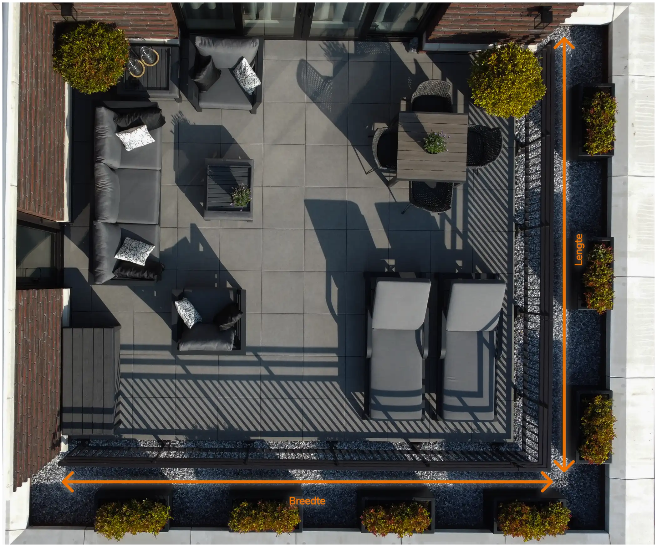 voorbeeld foto van opmeten terras