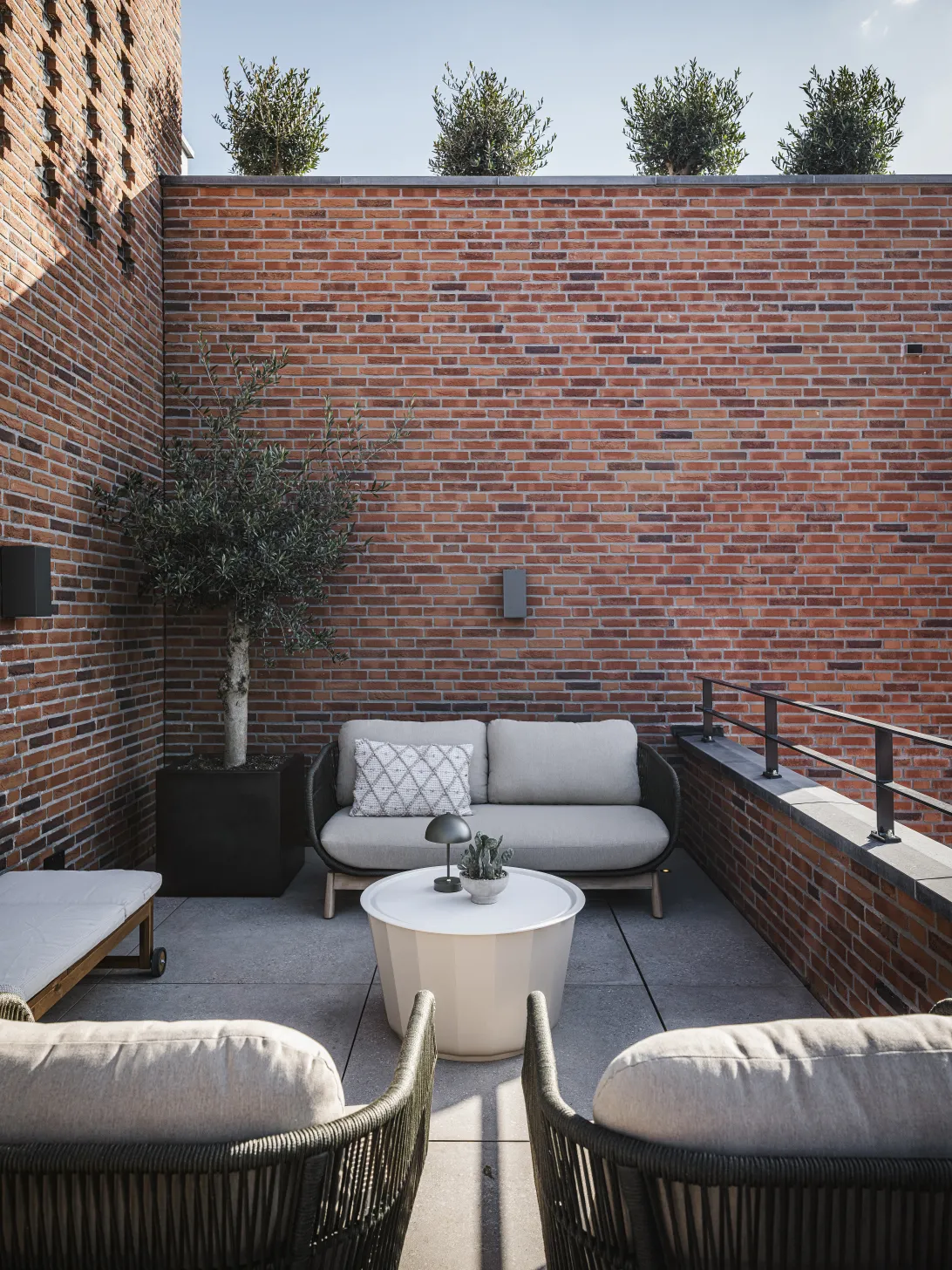 dakterras met palmbomen