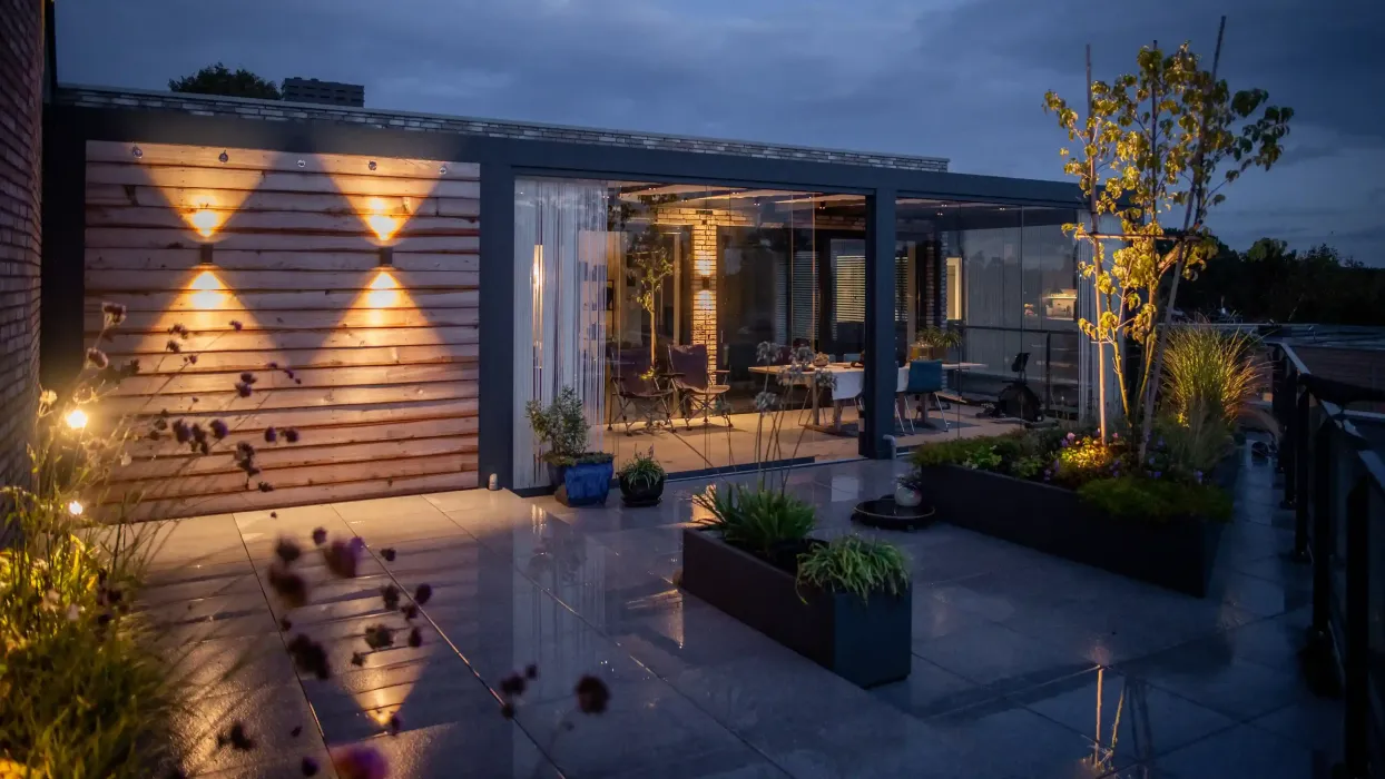 dakterras in het donker