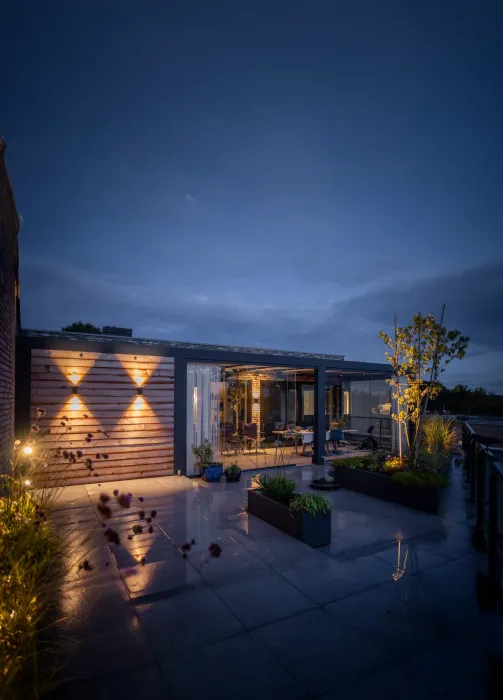 dakterras in het donker